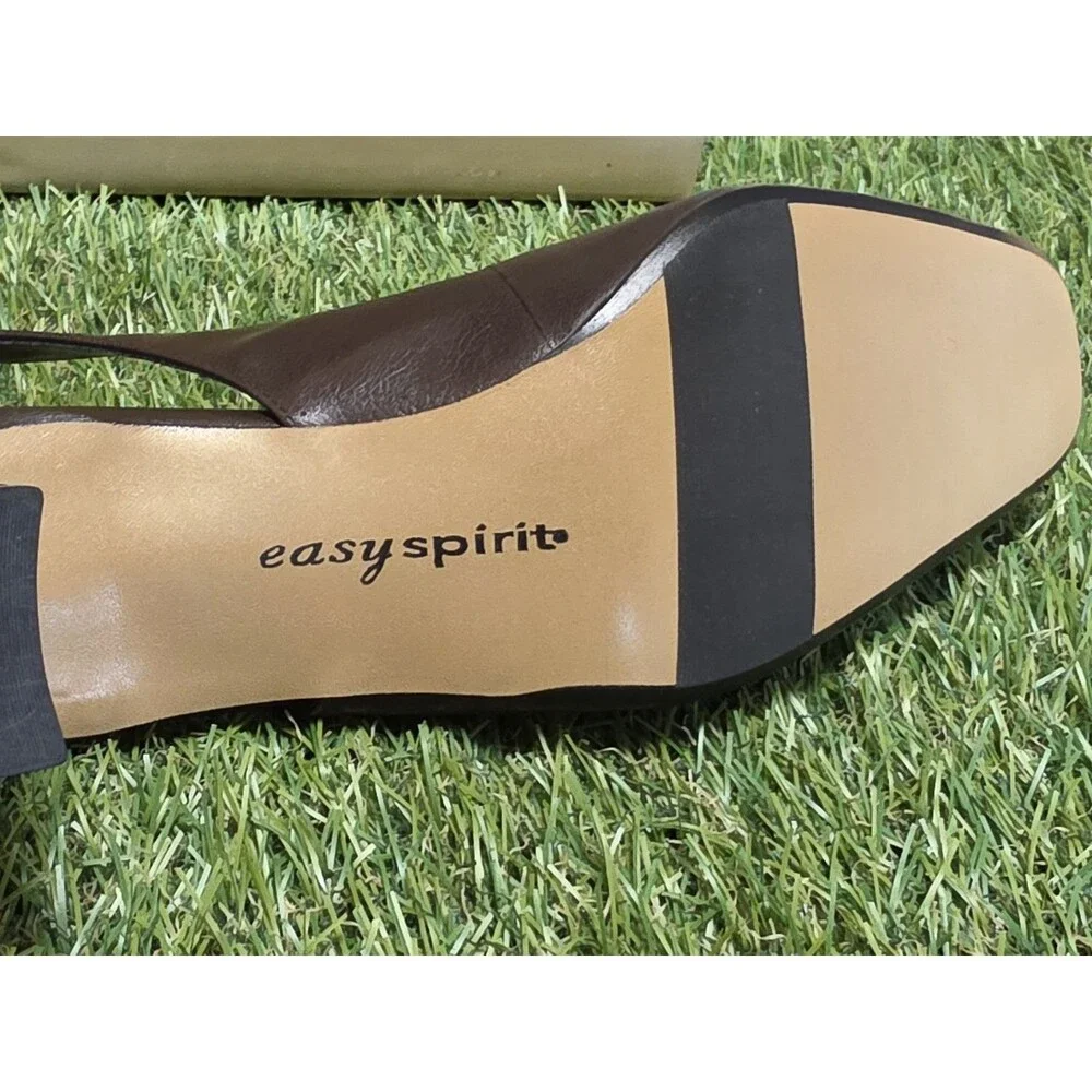 Vintage Easy Spirit ESKASATO Brown Leather Slingback Block Heel Size 6 1/2 NIB - Picture 11 of 16